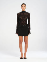 Black Mini Skort with Black Eyelets and Buckle