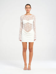 White Lace Mini Dress with Bralette