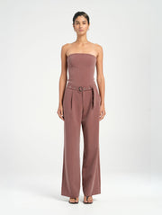 Red Suit Pant with Black Eyelets and Buckle