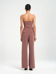 Red Suit Pant with Black Eyelets and Buckle