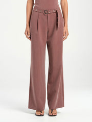 Red Suit Pant with Black Eyelets and Buckle
