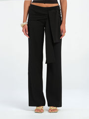 Black Tailored Pant with Front Sash Tie