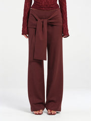 Red Tailored Pant with Front Sash Tie