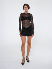 Black Lace Mini Dress with Bralette