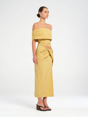 Yellow Twist Midi Skirt 