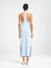 Blue High Neck Maxi Dress with Racer Racerback