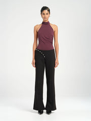 Purple High Neck Bodysuit with Racer Racerback