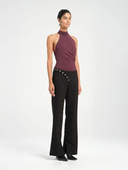 Purple High Neck Bodysuit with Racer Racerback