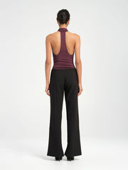 Purple High Neck Bodysuit with Racer Racerback