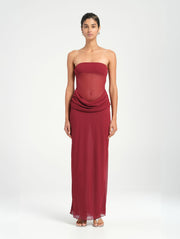 Red Strapless Maxi Dress