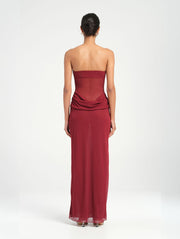 Red Strapless Maxi Dress