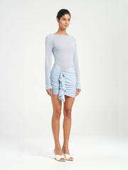 Blue Long Sleeve Mini Dress with Diamante