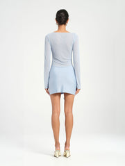 Blue Long Sleeve Mini Dress with Diamante