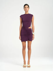 Purple Ruched Mini Dress