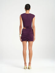 Purple Ruched Mini Dress