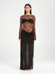 Black Long Sleeve Lace Maxi Dress